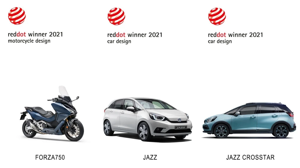 HONDA WINS RED DOT AWARDS 2021 FOR NEW JAZZ E:HEV, JAZZ CROSSTAR E:HEV AND FORZA 750